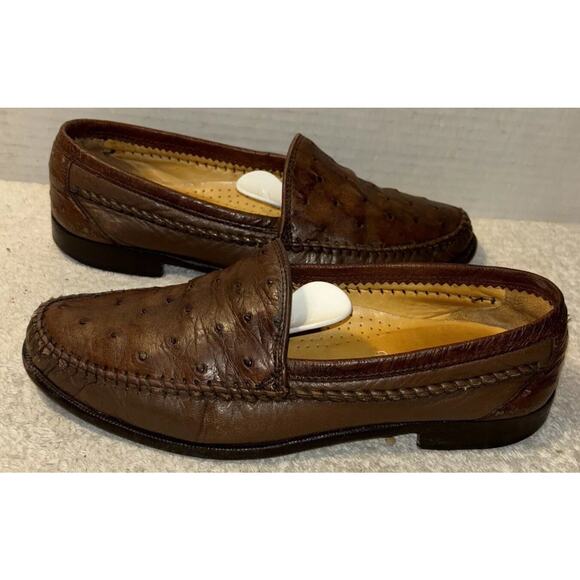 Giorgio’s of palm beach genuine ostrich Leather Men Shoes Sz 8.5 Brown Italy